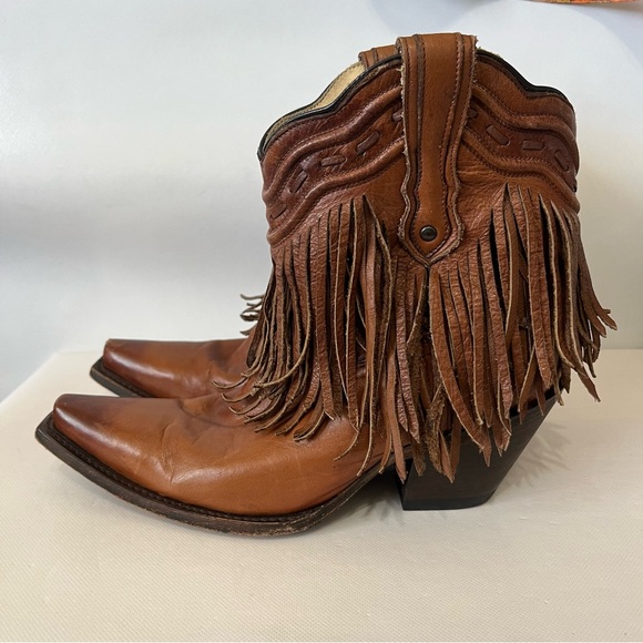 Corral Shoes - Corral Brown Leather Fringe Western Cowboy Boots